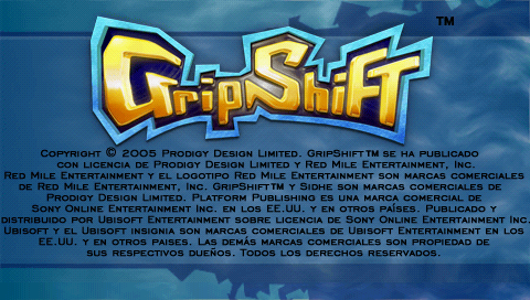 GripShift title screen for PSP